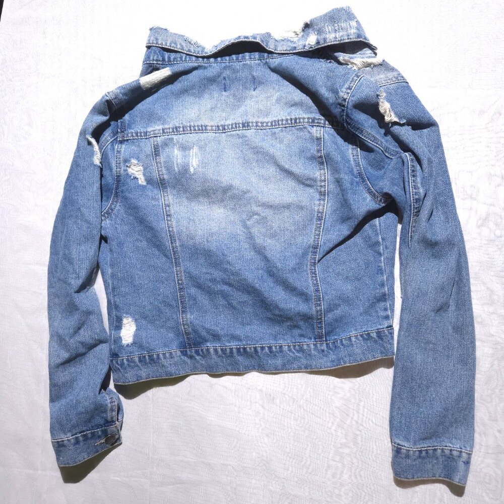 Ci Sono Distressed Denim Jacket, Size Large - Picture 3 of 10